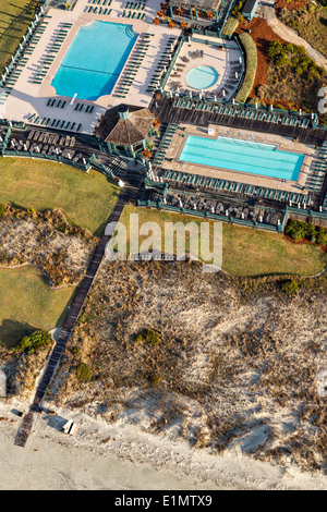 Vue aérienne de la Swim Club à Kiawah Island, SC. Banque D'Images