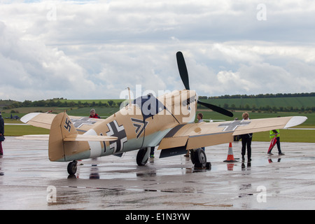 Messerschmitt Bf 109, également connu sous le nom de ME 109, Allemand Seconde Guerre mondiale avion de chasse de la Luftwaffe au meeting aérien de Duxford Banque D'Images