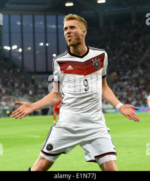 Mainz, Allemagne. 06 Juin, 2014. L'Allemagne André Schuerrle en action pendant la match amical entre l'Allemagne et l'Arménie à la Coface Arena à Mainz, Allemagne, 06 juin 2014. Photo : Thomas Eisenhuth/dpa/Alamy Live News Banque D'Images