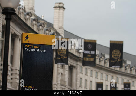 Londres, Royaume-Uni. 6 juin mai 2014. Regent Street préparé pour le Gumball. Crédit : David Mbiyu/ Alamy Live News Banque D'Images