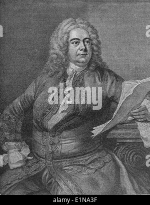 George Frideric Handel (1685-1759). Compositeur Baroque d'origine allemande. La gravure. Banque D'Images