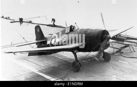 Le Grumman F6F Hellcat, un avion de chasse à porte-avions utilisé par la marine américaine pendant la seconde Guerre mondiale, est présenté dans cette image de la collection Charles M. Daniels. Le Hellcat joue un rôle clé dans les batailles navales, contribuant de manière significative à la victoire alliée sur le théâtre du Pacifique. Banque D'Images