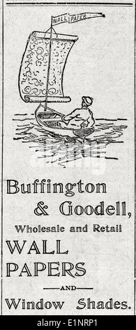 17 MAI 1898 - La Gazette du soir & Buffington Goodell, commerce de gros et de détail de papier peint et les stores. Banque D'Images