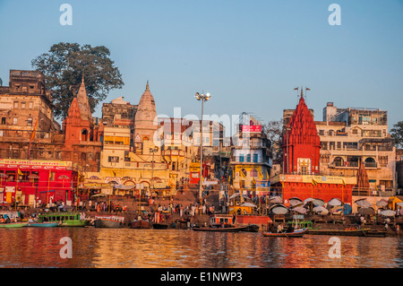 Varanasi, Inde vu depuis le Gange Banque D'Images