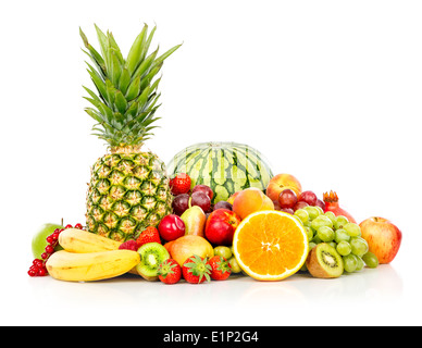 Assortiment de fruits exotiques isolated on white Banque D'Images