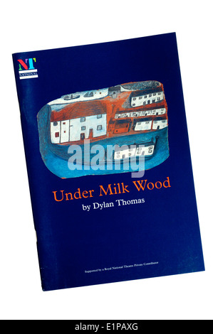 Programme pour le Théâtre National de 1995 de la production de lait en bois par Dylan Thomas, à l'Olivier Theatre. Banque D'Images