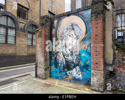 Street art par l'artiste C215 à Londres Banque D'Images