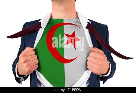 L'ouverture d'affaires chemise pour révéler l'Algérie flag Banque D'Images