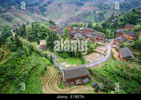 Longsheng village de Guangxi, Chine. Banque D'Images