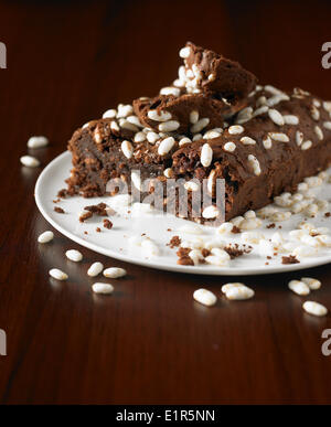 Brownies au chocolat riz soufflé Banque D'Images