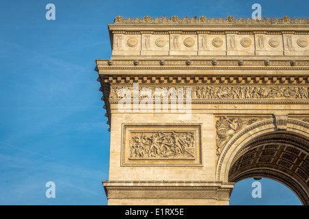 Des détails architecturaux de l'Arc de Triomphe à Paris, France Banque D'Images