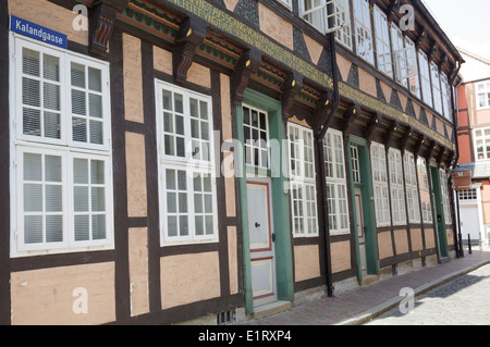 Bâtiment à ossature bois sur Kalandgasse, ancienne école latine, Celle, Basse-Saxe, Allemagne Banque D'Images