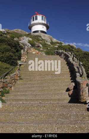 Escaliers menant au phare de Cape Point dans le Parc National de Table Mountain, Afrique du Sud. Banque D'Images