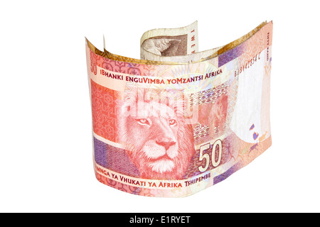 Rand sud-africain cinquante bank note avec les lions head Banque D'Images