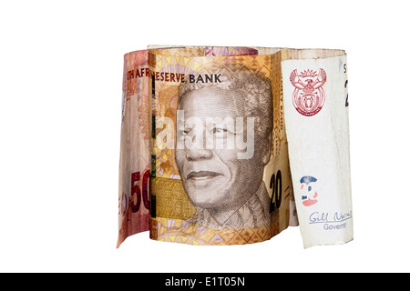Billets de banque d'Afrique du Sud montrant Nelson Mandela Banque D'Images