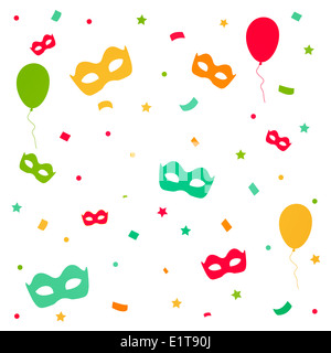Explosion de confettis de carnaval et masques Banque D'Images