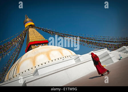 Boudhanath, est l'un des sites bouddhistes les plus sacrés à Katmandou, Népal Banque D'Images