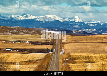 Vue de Millarville, Cowboy Trail, Foothills, Alberta, Canada Banque D'Images