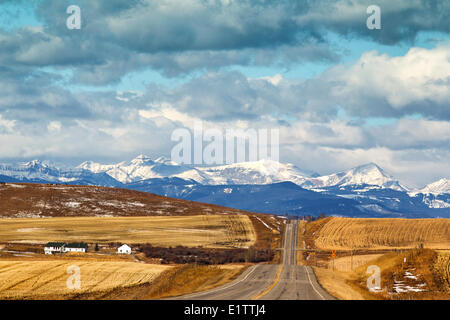 Vue de Millarville, Cowboy Trail, Foothills, Alberta, Canada Banque D'Images