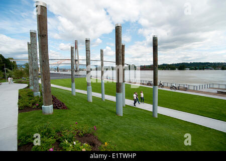 New Westminster Pier Park, le long du fleuve Fraser. New Westminster, BC, Canada Banque D'Images