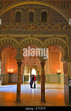 Salon de Embajadores (Ambassadeur's Hall), Palacio mudéjar, Reales Alcazares (Palais Royal) - UNESCO World Heritage Site, Santa Banque D'Images