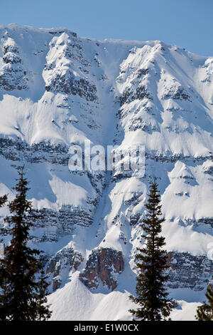 L'entonnoir de la mort couloir, Bow Peak, Banff National Park, AB Banque D'Images