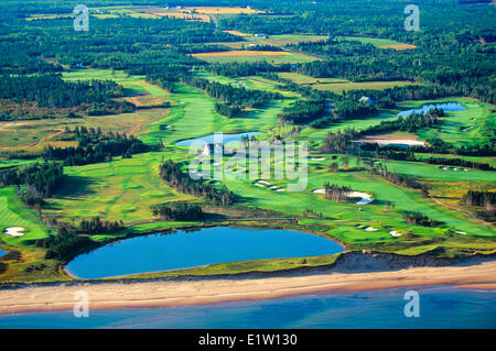 Vue aérienne de l'Links at Crowbush Cove, Lakeview, Prince Edward Island, Canada Banque D'Images