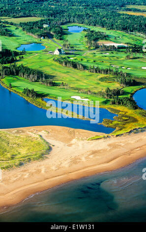 Vue aérienne de l'Links at Crowbush Cove, Lakeview, Prince Edward Island, Canada Banque D'Images