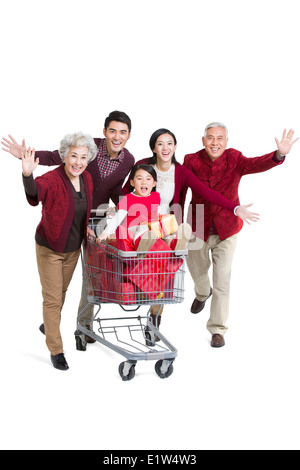 Happy Family shopping Banque D'Images