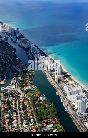 Littoral de Miami vu de haute altitude Banque D'Images