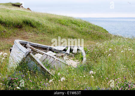 Un dory oublié sur la côte de la Grosse-Île, Îles de la Madeleine, Québec. Allen McEachern. Banque D'Images