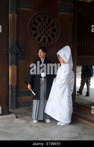 Le Japon, Tokyo2014 - Sanctuaire de Meiji Shinto Mariage Shinto traditionnel Banque D'Images