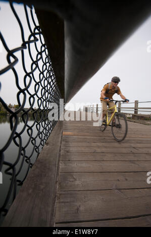 Déplacements à vélo, sentier Galloping Goose, Victoria, Colombie-Britannique, Canada Banque D'Images