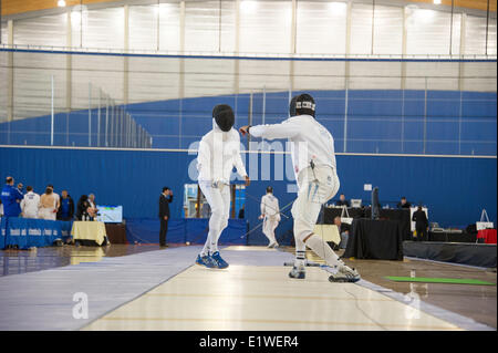 Vancouver Grand Prix de l'épée masculine 2013 à Richmond Olympic Oval. Richmond (Colombie-Britannique) Canada Photographe Frank Pali Banque D'Images