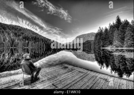 Regarder le lever du soleil d'hiver sur le lac Loon-3 photo hdr Banque D'Images