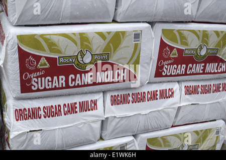 Centre de jardinage australien à terrey Hills, Sydney, Australie vendant du paillis de canne à sucre biologique dans un film plastique Banque D'Images