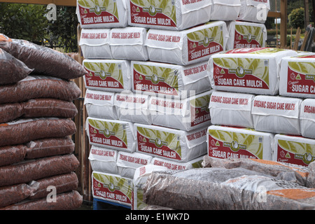 Centre de jardinage australien à terrey Hills, Sydney, Australie vendant du paillis de canne à sucre biologique dans un film plastique Banque D'Images