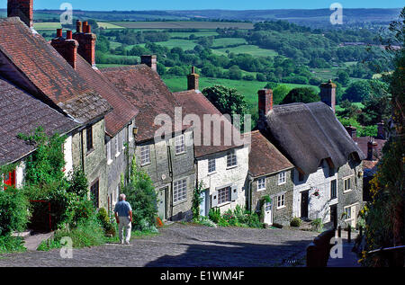 Gold Hill, Shaftesbury, Dorset, Angleterre. Banque D'Images