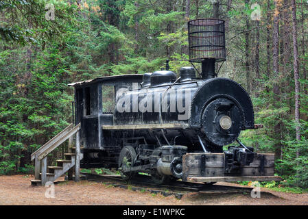 Locomotive à vapeur d'époque, vers 1910, Musée des bûcherons du parc Algonquin, Algonquin Provincial Park, Ontario, Canada Banque D'Images