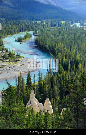 Cheminées dans la vallée de la rivière Bow, Banff National Park, Alberta, Canada Banque D'Images