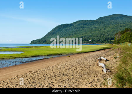 Baie-Saint-Paul plage donnant sur le fleuve Saint-Laurent. Dans l'arrière-plan est le début de la chaîne de montagnes qui composent le Banque D'Images