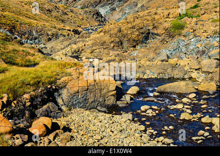 TABLELANDS. La péridotite roche est rare à la surface de la terre Raison de désignation comme site du patrimoine mondial par l'UNESCO Le parc national du Gros-Morne Banque D'Images