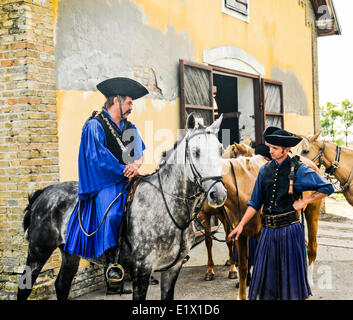 'Cowboy' Csikos hongrois autrefois commun sur la Grande Plaine hongroise, Kalocsa, Hongrie Banque D'Images