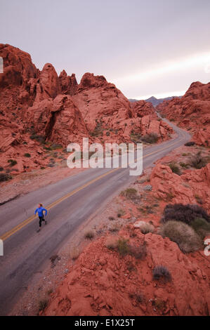 Le trail running en Vallée de Feu de stationnement. Las Vegas, Nevada. Banque D'Images