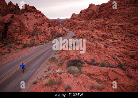 Le trail running en Vallée de Feu de stationnement. Las Vegas, Nevada. Banque D'Images