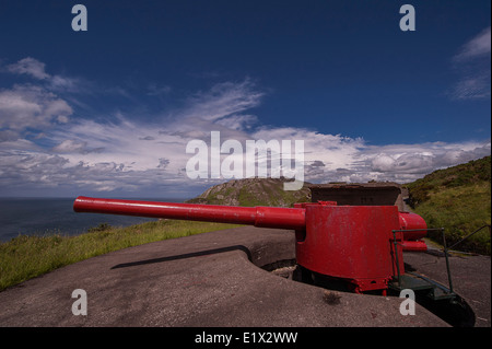 6 pouce d'armes à feu de défense côtière à Fort Dunree, Linsfort, comté de Donegal, Irlande Banque D'Images