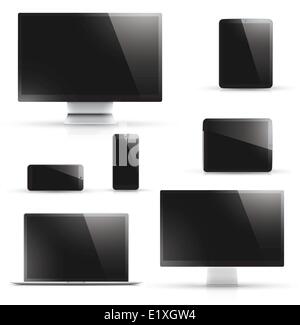 Réaliste, ordinateur portable, tablette, smartphone les vecteurs d'affichage de l'ordinateur Illustration de Vecteur