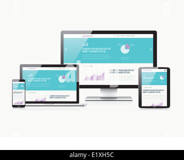 Responsive web design évolutif électroniques modernes appareils vector Illustration de Vecteur