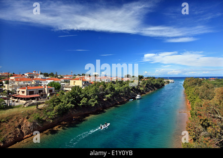 Le canal de (AEN) Poteidaea ('Potidea') , péninsule de Kassandra, Chalcidique, Macédoine, Grèce. Banque D'Images