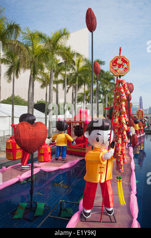 Le Nouvel An chinois lantern afficher, Tsim Sha Tsui, Kowloon, Hong Kong, Chine Banque D'Images